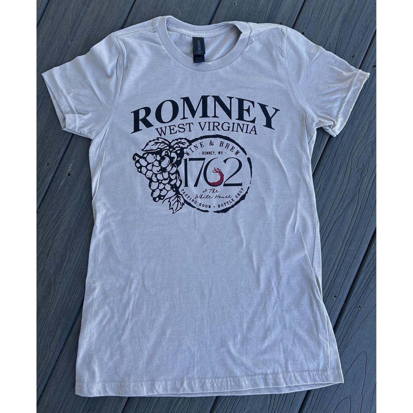 Romney West Virginia 1762 Wine & Brew Grapes Tee (Clay)