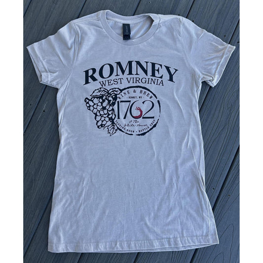 Romney West Virginia 1762 Wine & Brew Grapes Tee (Clay)