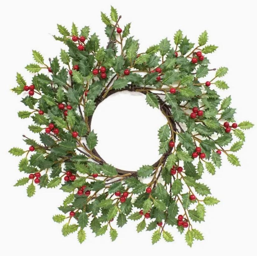 Merry Little Holly & Berries Wreath - 18"