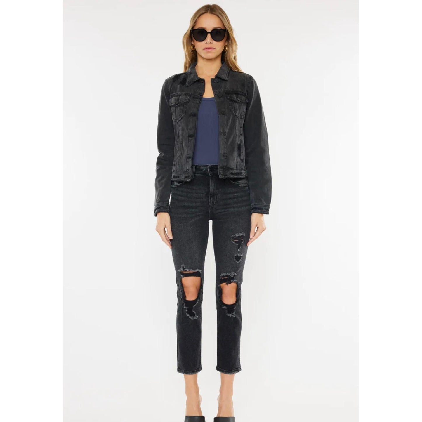 KanCan Henney Classic Trucker Jacket (Dark Grey)