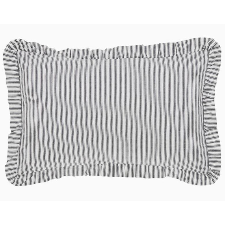 Sawyer Mill Black Ruffled Ticking Stripe Pillow
