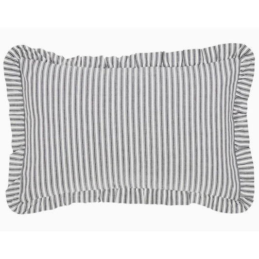 Sawyer Mill Black Ruffled Ticking Stripe Pillow