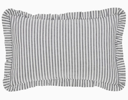 Sawyer Mill Black Ruffled Ticking Stripe Pillow