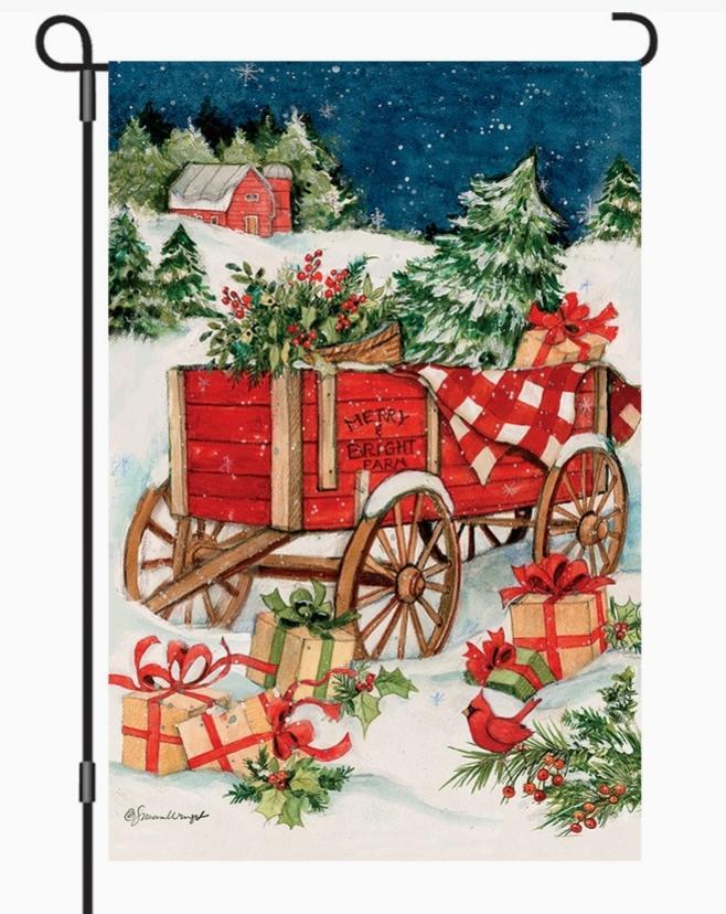 13 in. Elite Oversized Garden Flag - Christmas Wagon