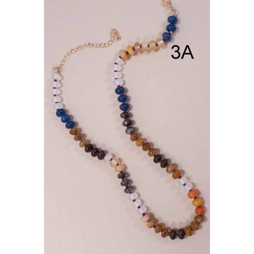 Natural Agate Glass Semi Precious Bead Necklace