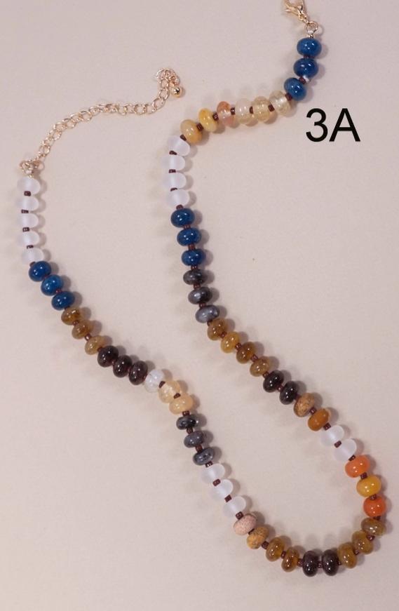 Natural Agate Glass Semi Precious Bead Necklace