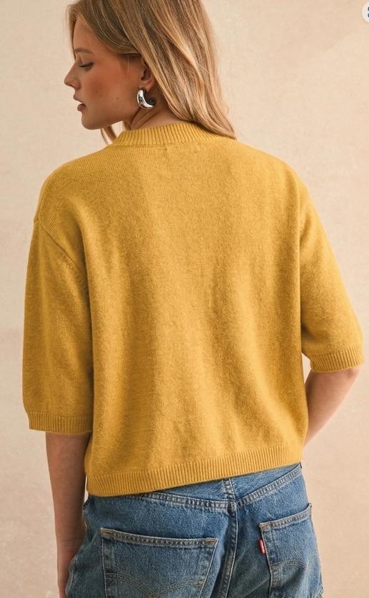 Short Sleeve Sweater Top (Banana Cream)