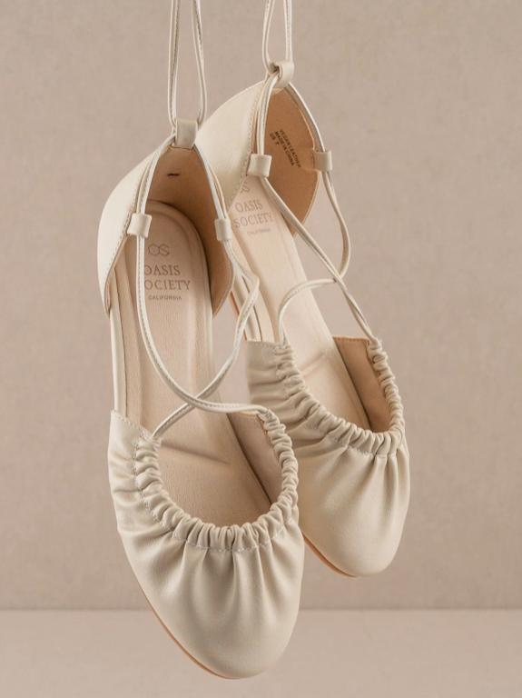 The Laney Beige Lace Up Ballet Flat