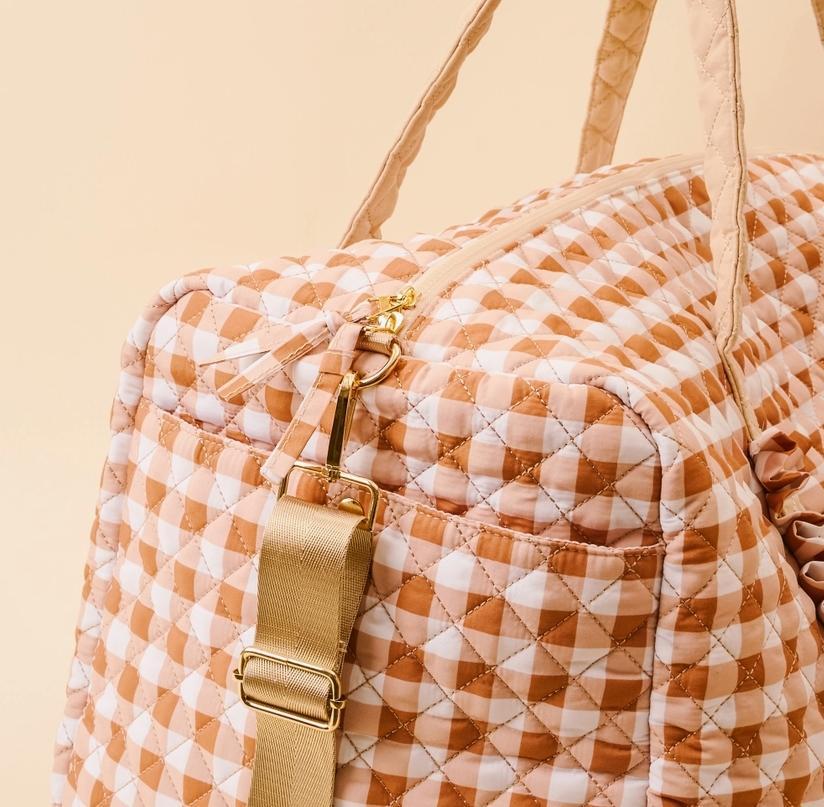 The Darling On-The-Go Quilted Weekender Bag Maple Gingham