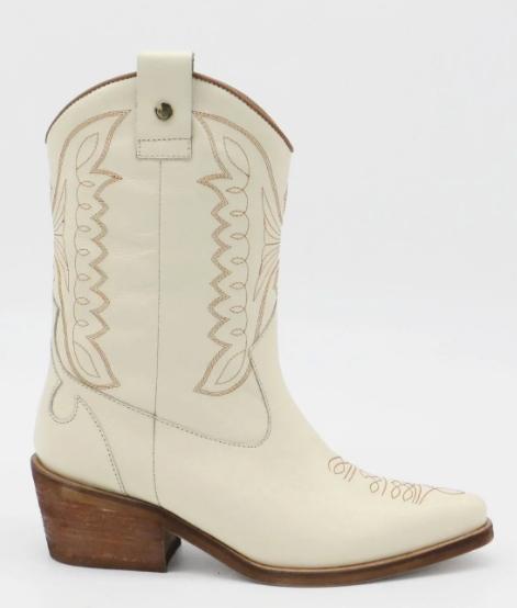 Unstoppable Western Cowboy Boot Off White Leather