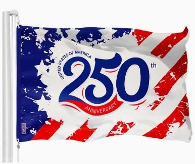 USA 250th Anniversary Red Stripes Flag 3x5Ft Double Sided