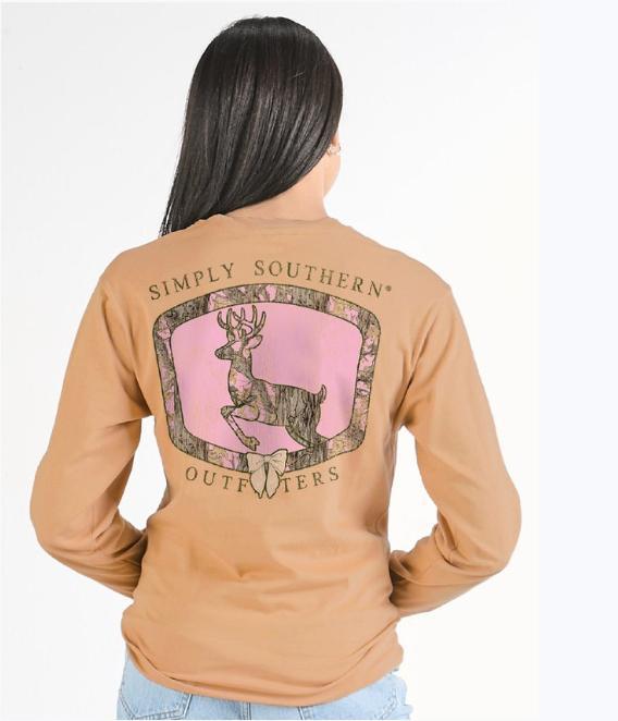 Simply Sothern Long Sleeve Camo Deer Tee