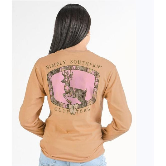 Simply Sothern Long Sleeve Camo Deer Tee