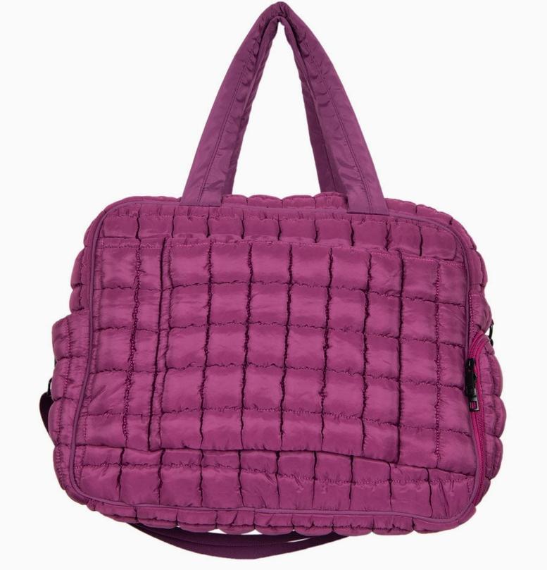 Quilted Garment Duffel Bag For Women (Plum)