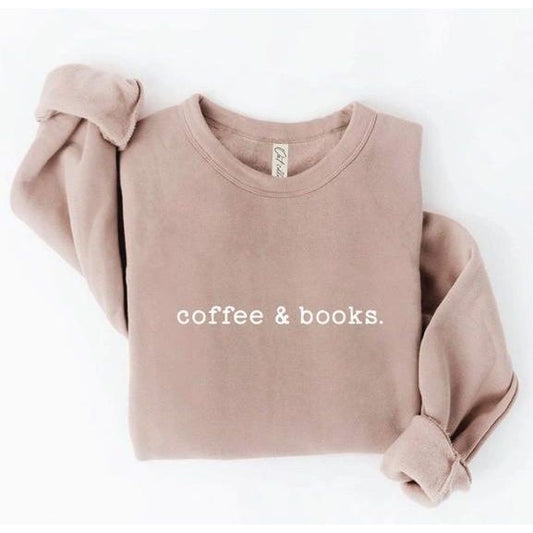 Coffee and Books Graphic Sweatshirt (Tan)