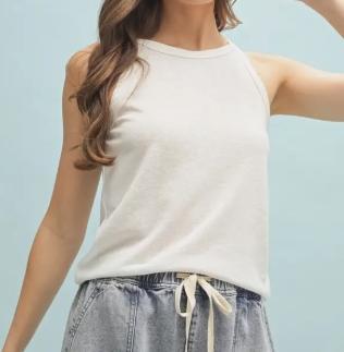 Basic High Neck Tank Top (White)