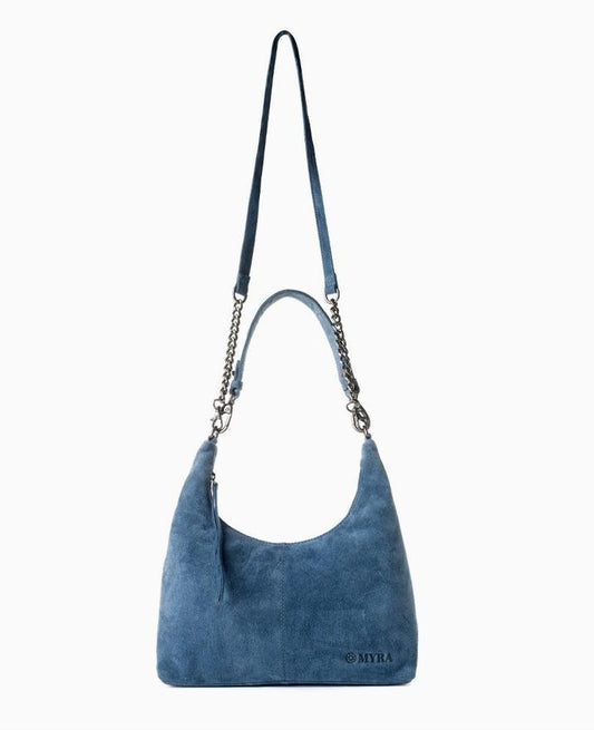 Juniper Trail Genuine Suede Bag For Women in Denim Blue with Extra Strap
