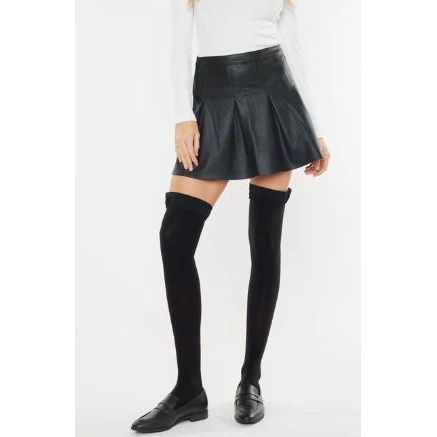 Milicent Mid Rise Faux Leather Skirt