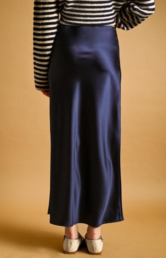 Satin Maxi Skirt (Midnight Blue)
