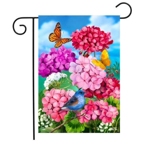 Geraniums In Bloom Spring Flag