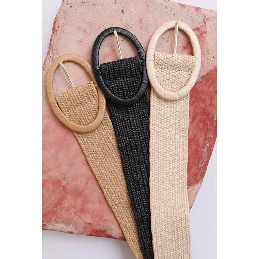Raffia Oval Buckle Belt