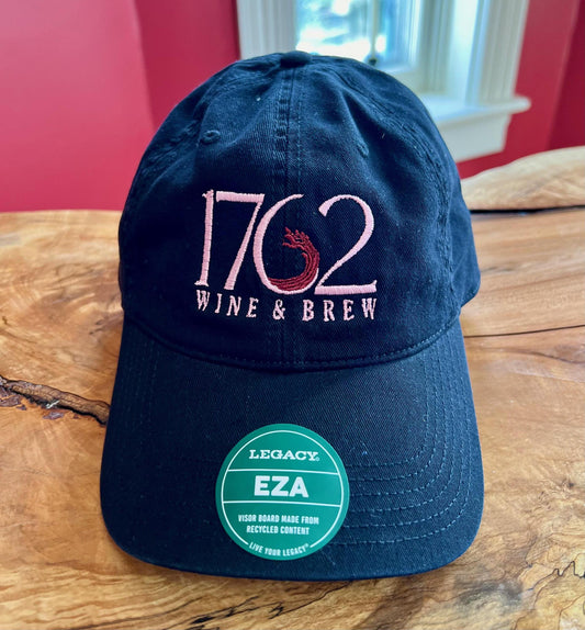 1762 Wine & Brew Hat (Black with Pink Writing)