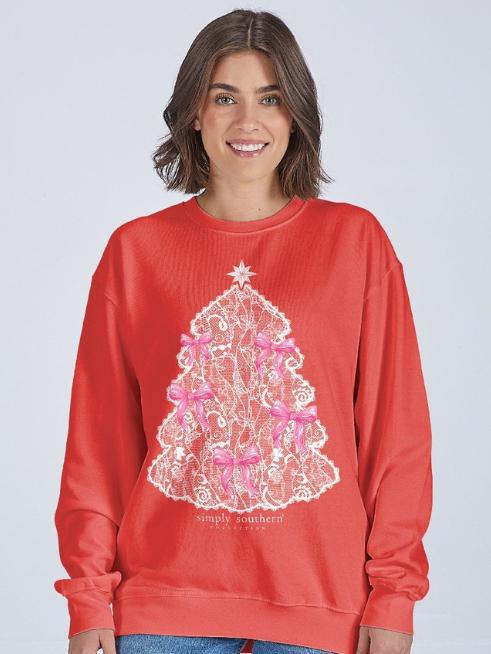 Simply Southern Tree Lace Crewneck