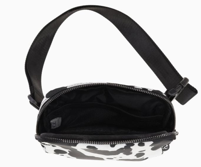 C.C Women's Cow Print Belt Bag (Black)