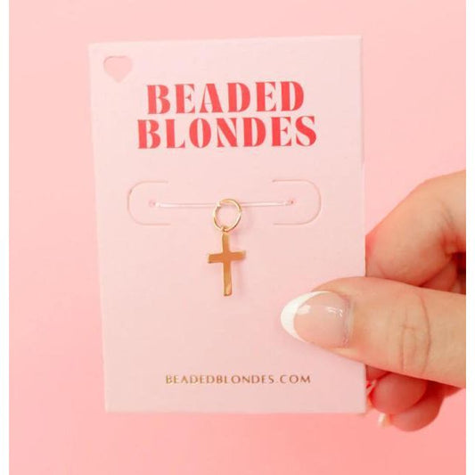 Beaded Blondes Cross Gold Charm (Interchangeable)