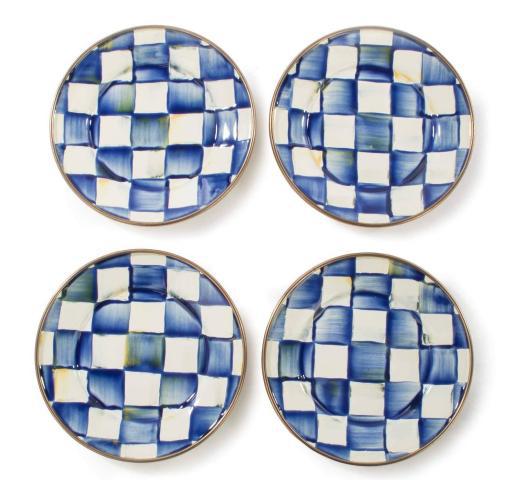 Mackenzie Childs Royal Check Canape Plates (Set of 4)