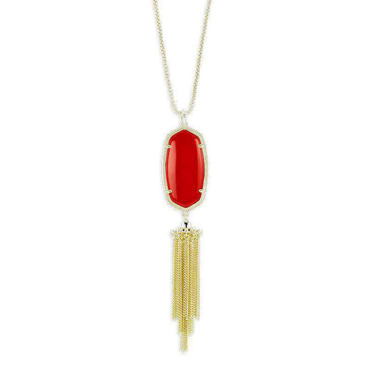 Kendra Scott Rayne Long Pendant Necklace in Bright Red