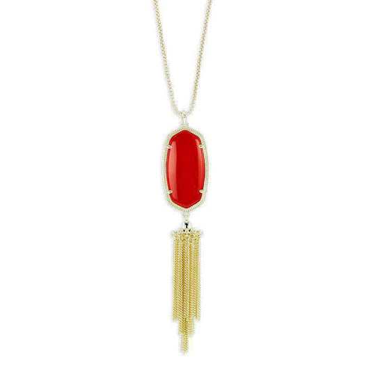 Kendra Scott Rayne Long Pendant Necklace in Bright Red