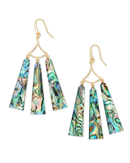 Kendra Scott Layton Gold Statement Earrings in Abalone Shell