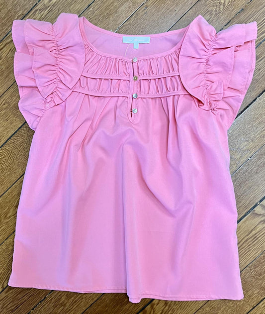 Ruffled Sleeve Blouse (Pink)