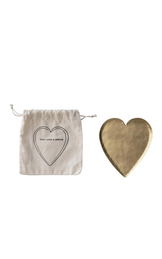 Decorative Hammered Brass Heart Shaped Dish