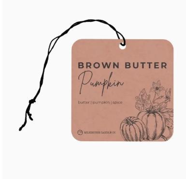 Milkhouse Candle Car Freshener: Brown Butter Pumpkin