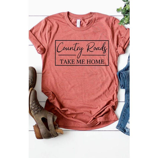 Country Roads Take Me Home Tee (Heathered Clay)