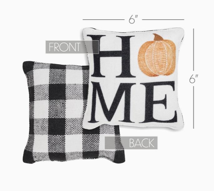 Black Check Home Pumpkin Pillow (6x6")