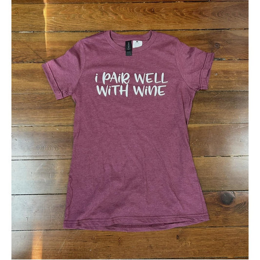 I Pair Well With Wine Tee (Heathered Burgundy)
