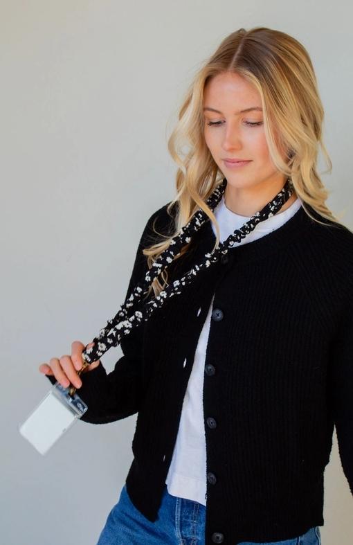 Onyx Floral Lanyard