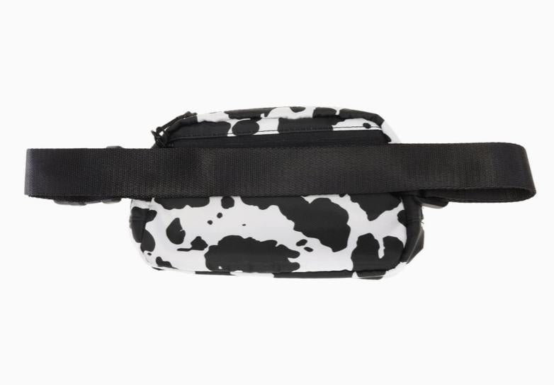 C.C Women's Cow Print Belt Bag (Black)