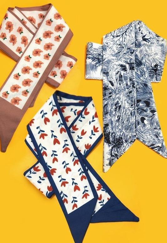 Soft Silky Skinny Twilly Scarf Necklace Wrap