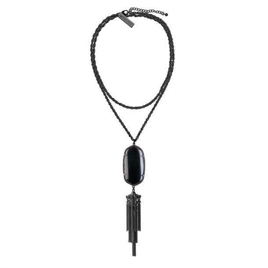 Kendra Scott Rayne Long Pendant Gunmetal Necklace in Black