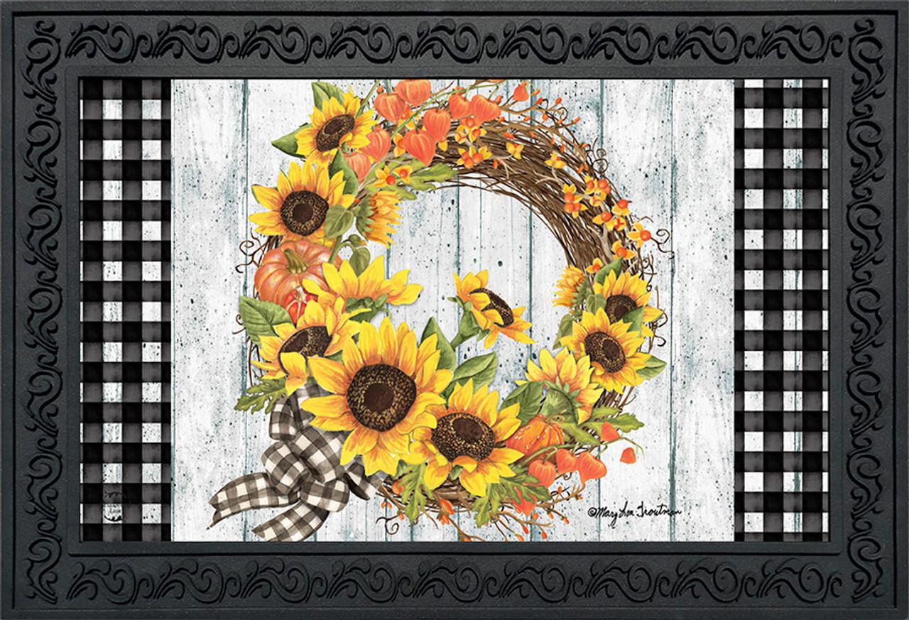 Sunflower Fall Wreath Welcome Doormat