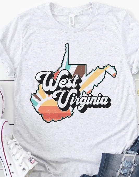 West Virginia Retro State Graphic Tee (Ash Gray)