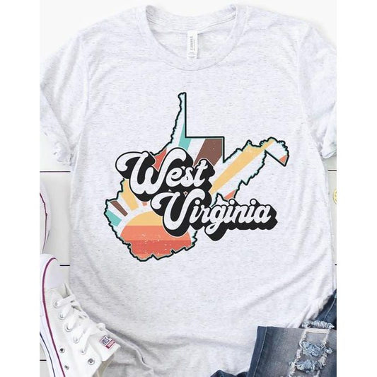 West Virginia Retro State Graphic Tee (Ash Gray)