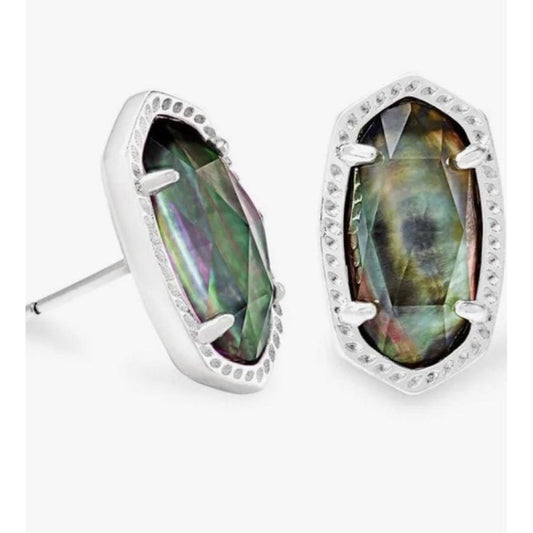 Kendra Scott Ellie Silver Earrings in Black Mother of Pearl
