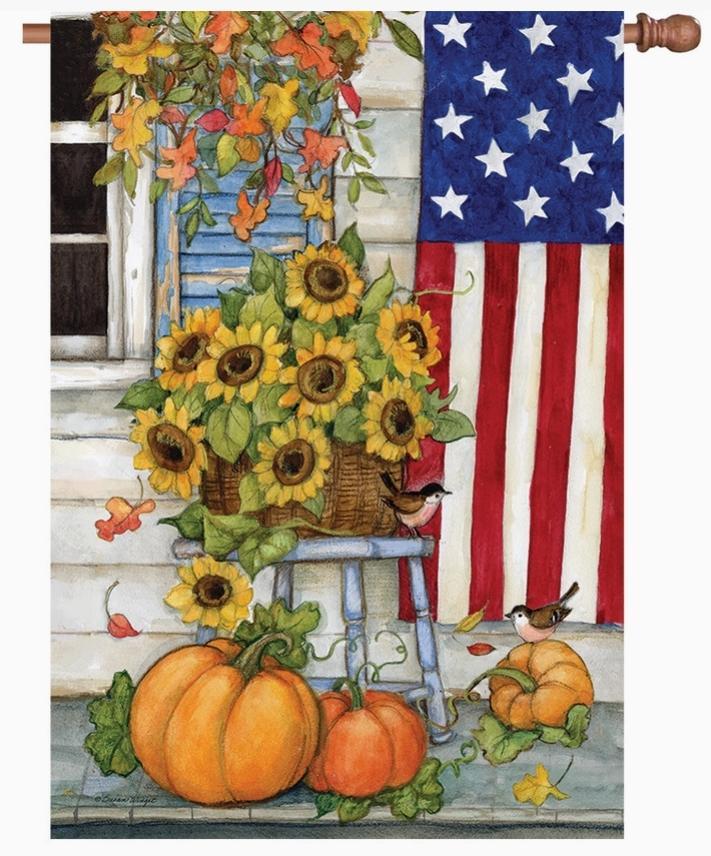 36 in. Elite Oversized House Flag - Fall Front Porch