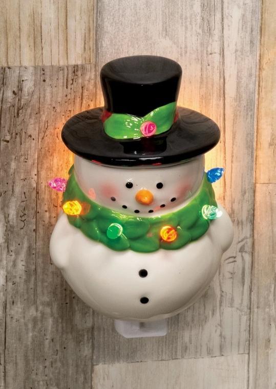 Ceramic Tophat Snowman Nightlight