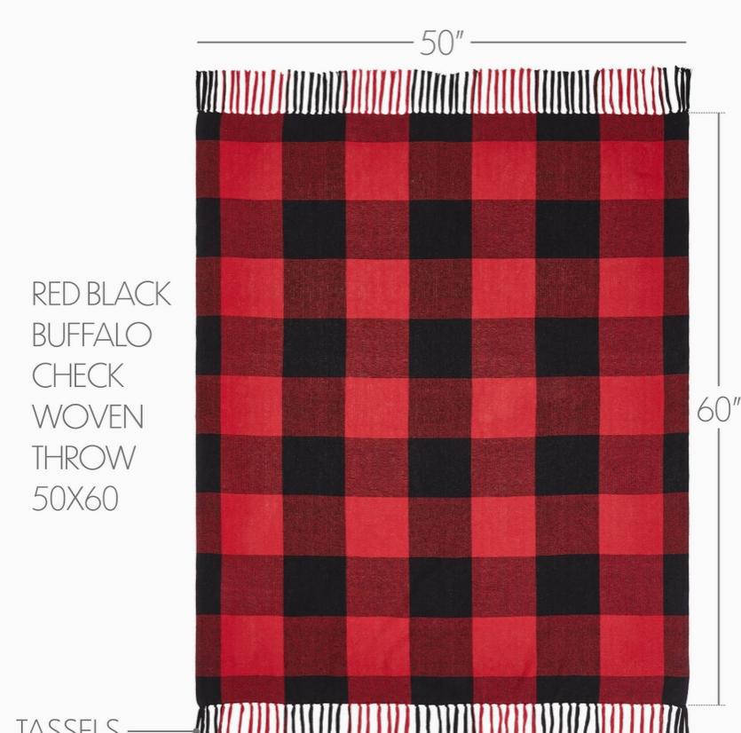 Harper Red Black Buffalo Check Woven Throw